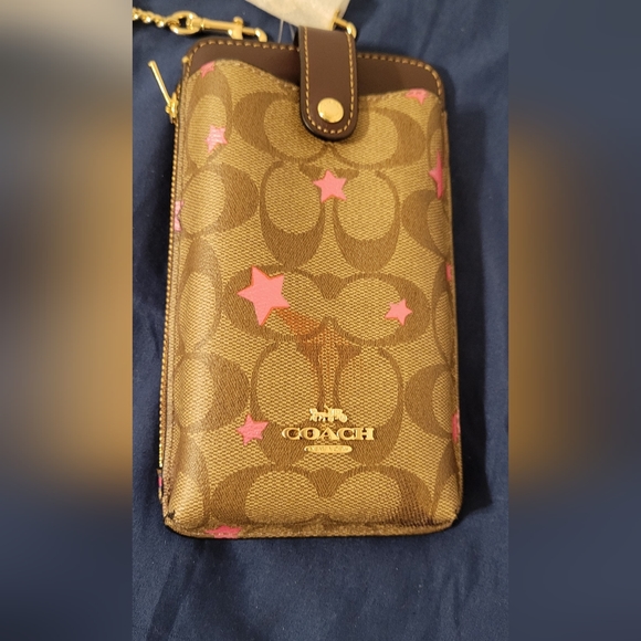 Coach North/South Phone Crossbody- Signature Canvas with Disco Star Print - Picture 2 of 6